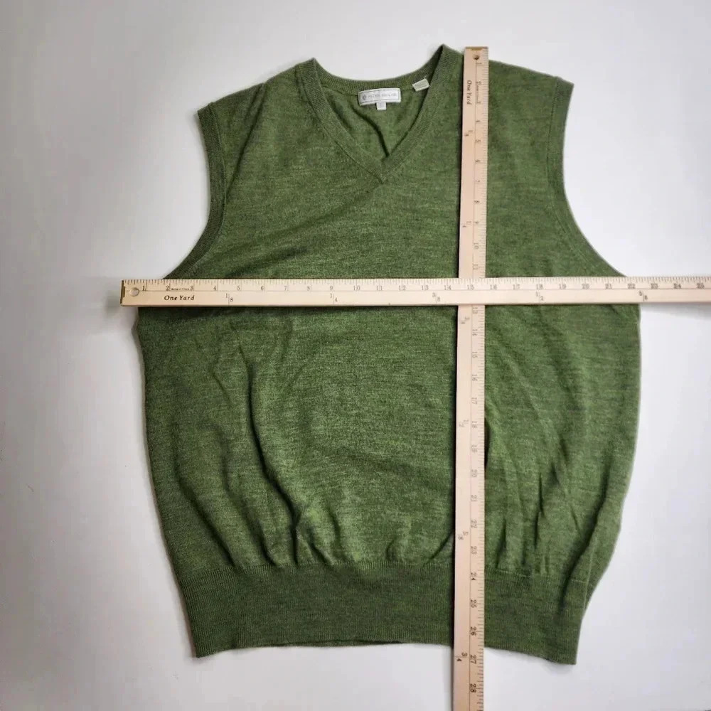 Peter Millar Extra Fine Italian Merino Wool Vest Size Large Green Rooster - Picture 6 of 8